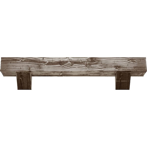 Sandblasted Faux Wood Fireplace ManteL W/Breckinridge Corbels, Vintage Mahogany, 4H  X 4D X 84W